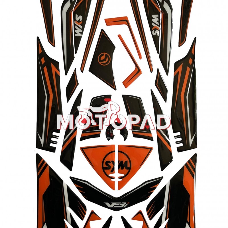 پد کامل بدنه ژله ای موتورسیکلت Sym Lucky 185 مدل مشکی -  نارنجی