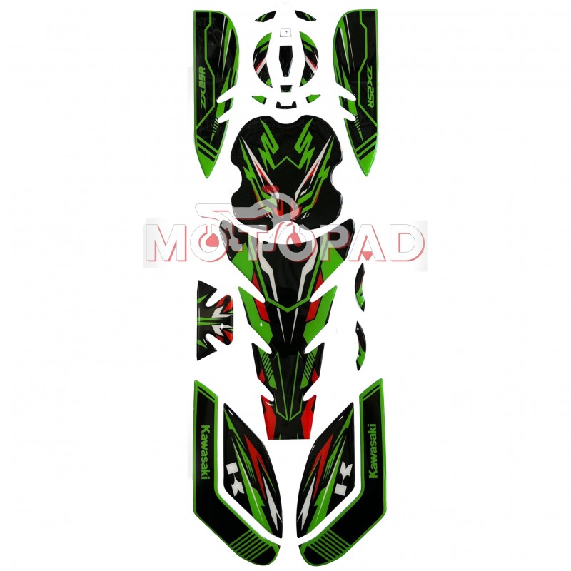 پد کامل باک ژله ای موتورسیکلت Kawasaki ZX25R مدل سبز اسپشیال
