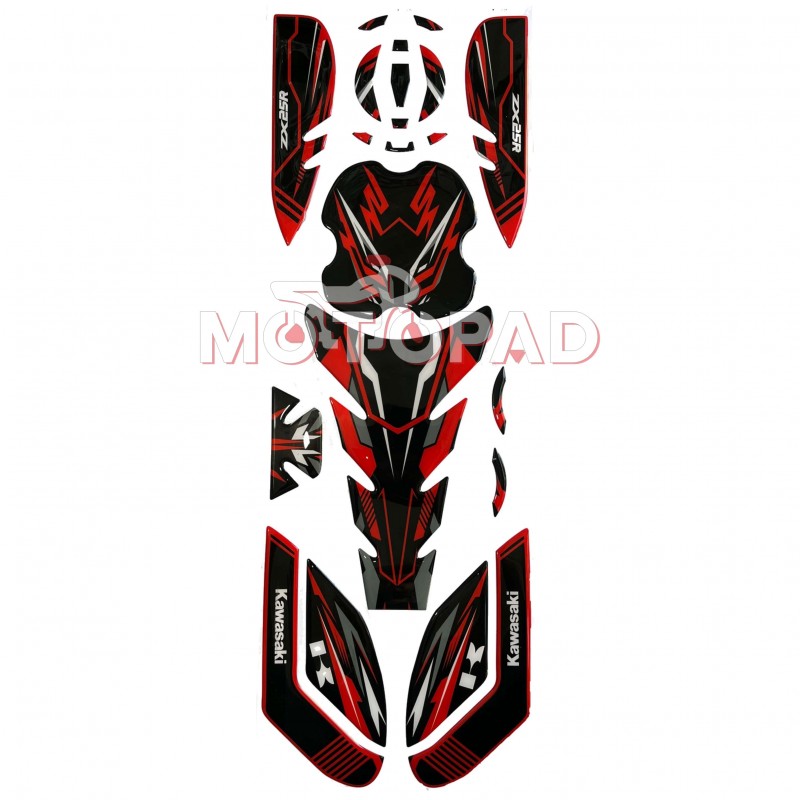 پد کامل باک ژله ای موتورسیکلت Kawasaki ZX25R مدل قرمز - مشکی