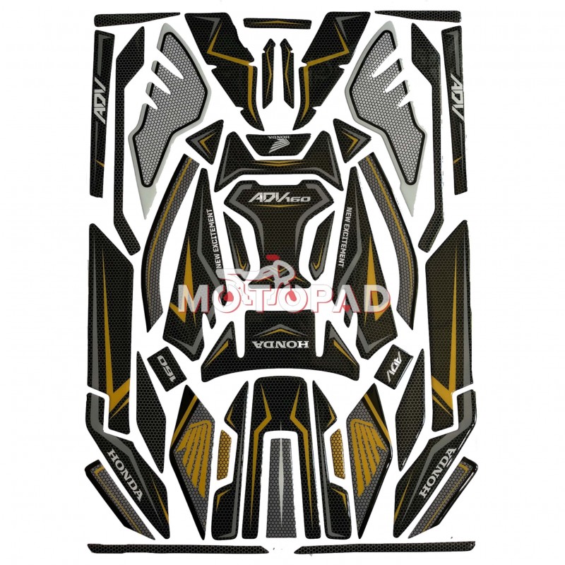 پد کامل بدنه ژله ای موتورسیکلت Honda ADV 160 مدل کربن طایی