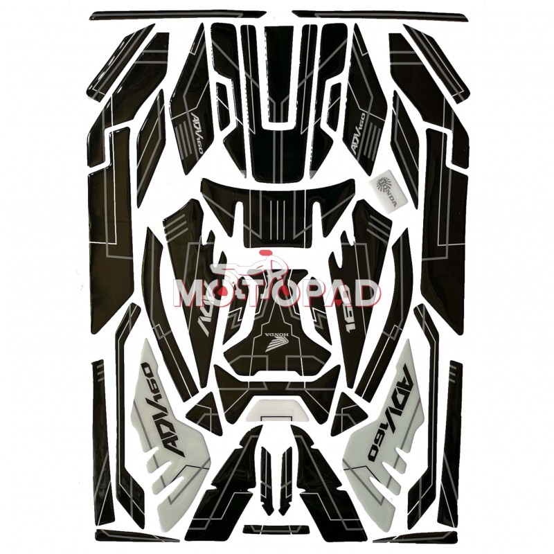 پد کامل بدنه ژله ای موتورسیکلت Honda ADV 160 مدل مشکی - سفید