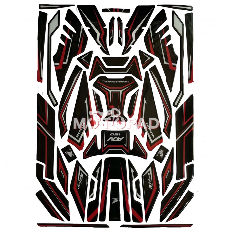 پد کامل بدنه ژله ای موتورسیکلت Honda ADV 160 مدل مشکی - قرمز