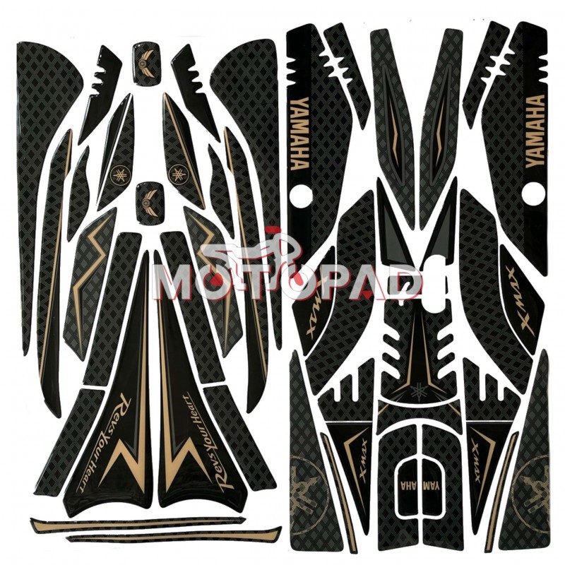 پد کامل بدنه ژله ای موتورسیکلت یاماها XMAX New مدل مشکی طلایی