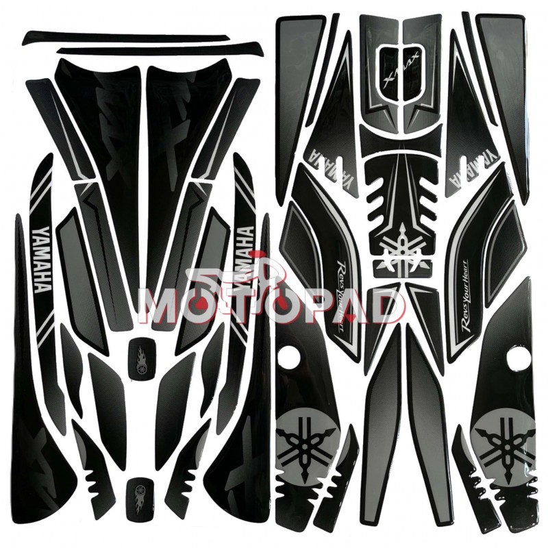 پد کامل بدنه ژله ای موتورسیکلت یاماها XMAX New مدل مشکی طوسی