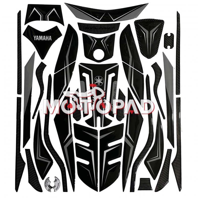 پد کامل بدنه ژله ای موتورسیکلت Aerox 155 مدل مشکی طوسی