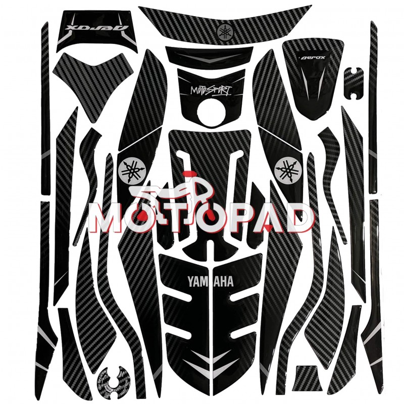 پد کامل بدنه ژله ای موتورسیکلت Aerox 155 مدل مشکی کربن