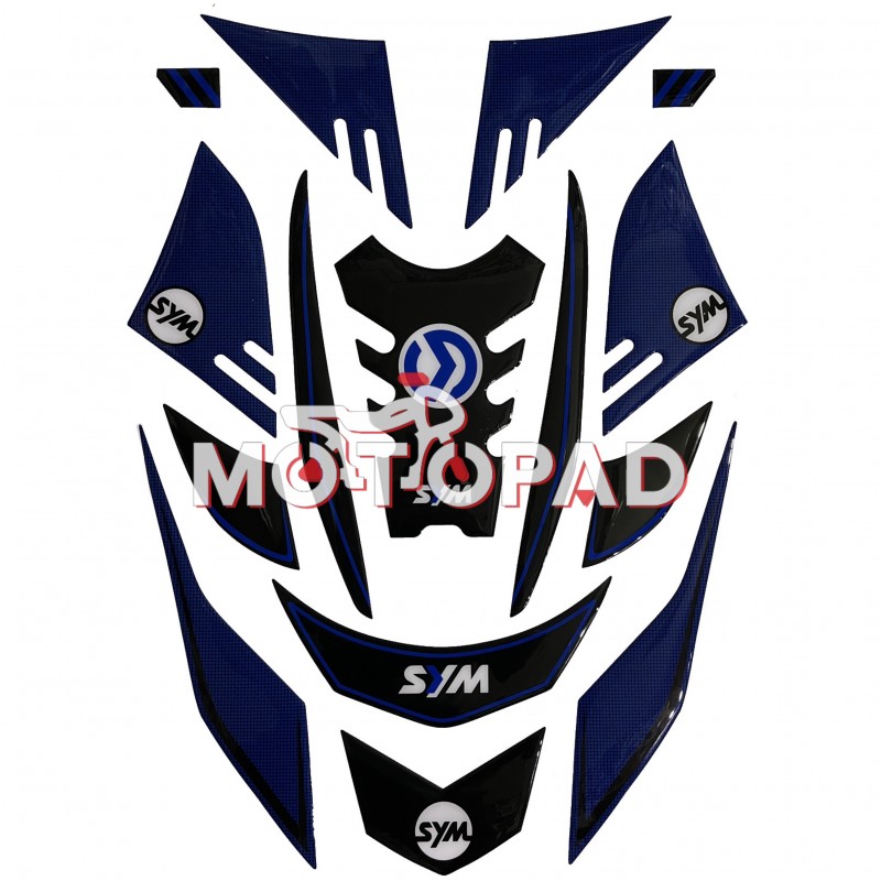پد کامل بدنه ژله ای  موتور سیکلت Sym J200 مدل مشکی آبی چهارخونه