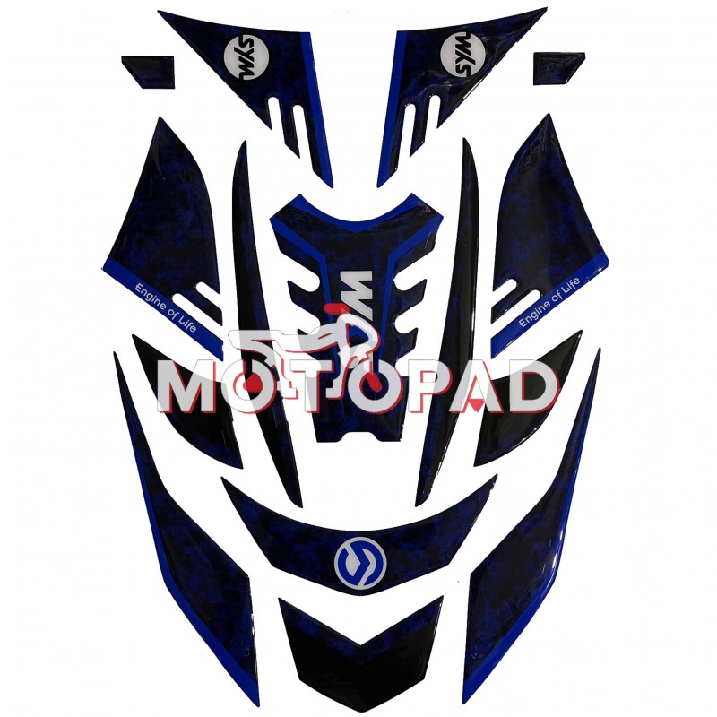 پد کامل بدنه ژله ای موتور سیکلت Sym J200 مدل مشکی آبی ابروباد