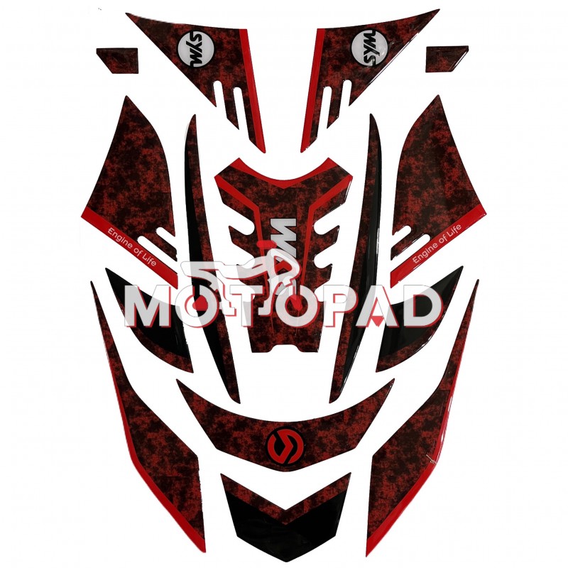 پد کامل بدنه ژله ای  موتور سیکلت Sym J200 مدل قرمز مشکی ابروباد