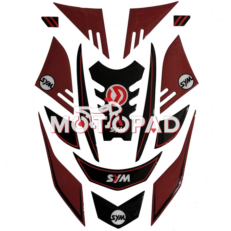 پد کامل بدنه ژله ای موتور سیکلت Sym J200 مدل مشکی قرمز چهارخونه