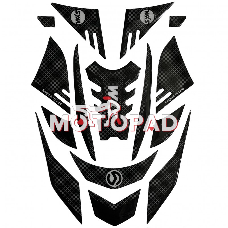 پد کامل بدنه ژله ای موتور سیکلت Sym J200 مدل  مشکی طوسی چهارخانه