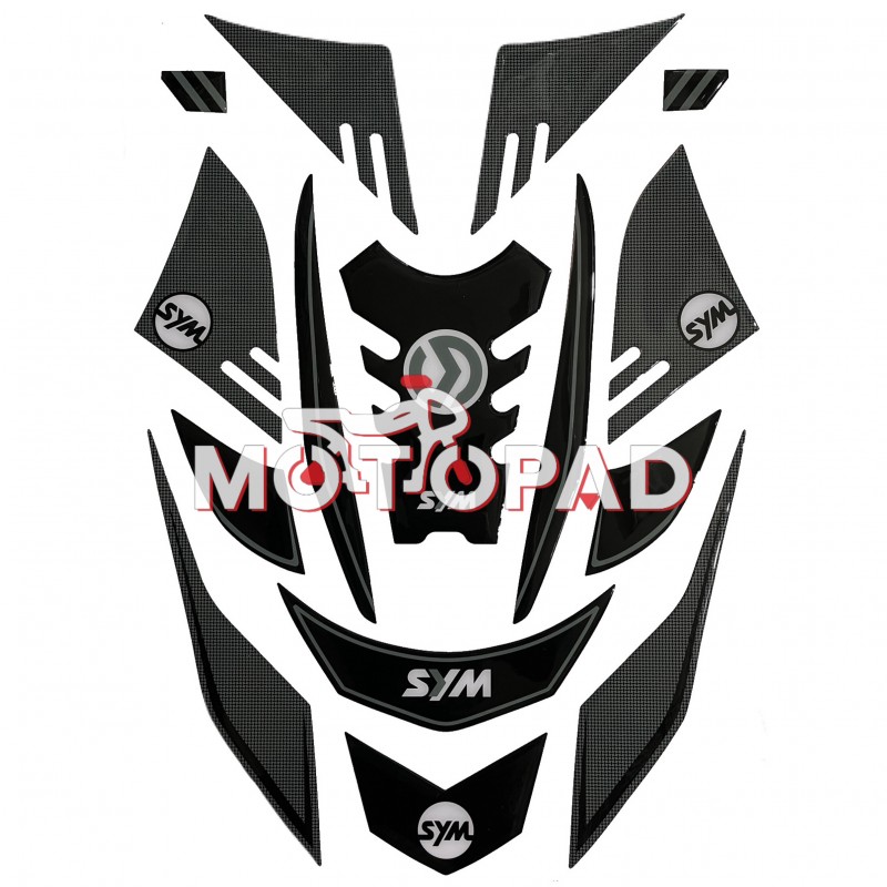 پد کامل بدنه ژله ای موتور سیکلت  Sym J200 مدل مشکی کربن