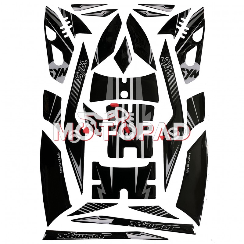 پد کامل بدنه ژله ای موتور سیکلت  Sym joymax250 مدل مشکی سفید طوسی