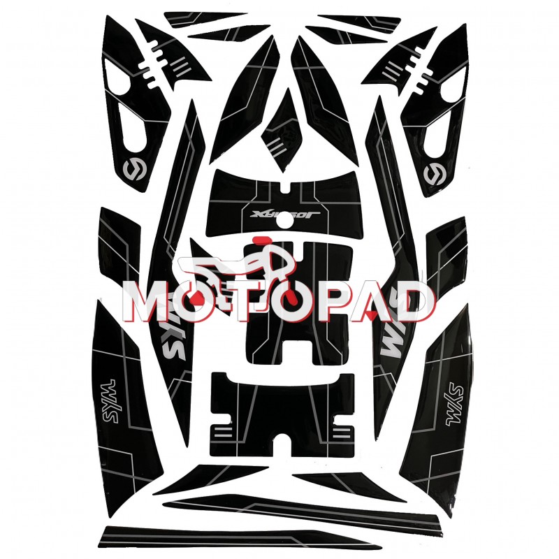 پد کامل بدنه ژله ای موتور سیکلت Sym joymax250 مدل مشکی سفید طوسی کد 1002