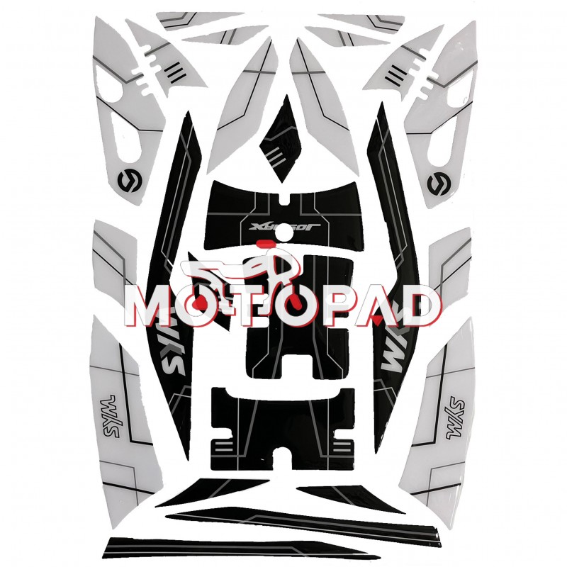 پد کامل بدنه ژله ای موتور سیکلت Sym joymax250 مدل سفید مشکی خطی