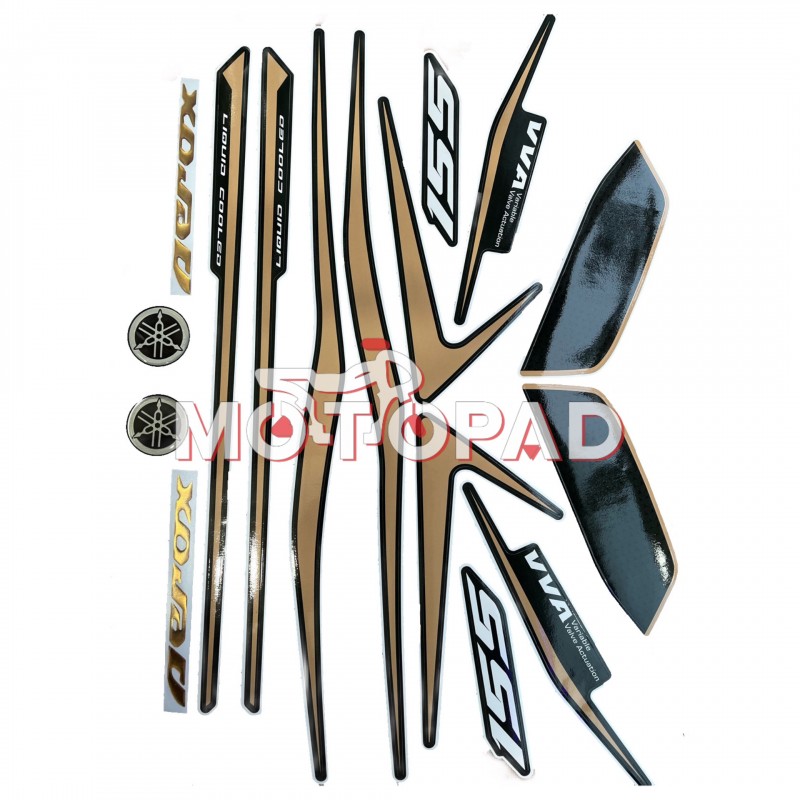 برچسب چینی لمینتی موتور سیکلت یاماها aerox مدل مشکی شال طلا