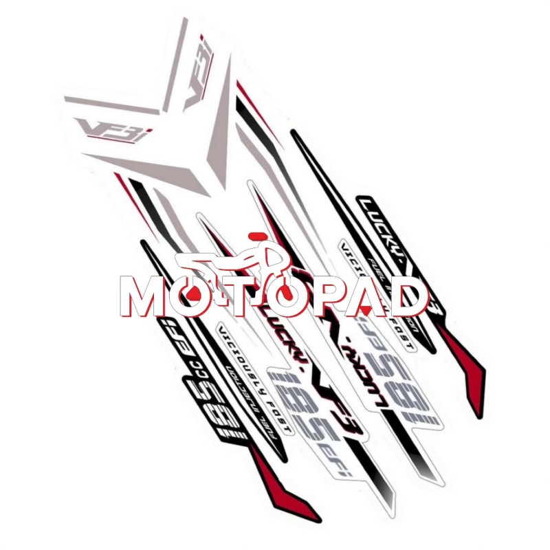 برچسب  لمینتی   ایرانی موتور سیکلت اس وای ام لاکی 185 مدل سفید قرمز