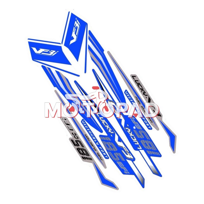 برچسب لمینتی ایرانی موتور سیکلت اس وای ام لاکی 185 مدل آبی سفید