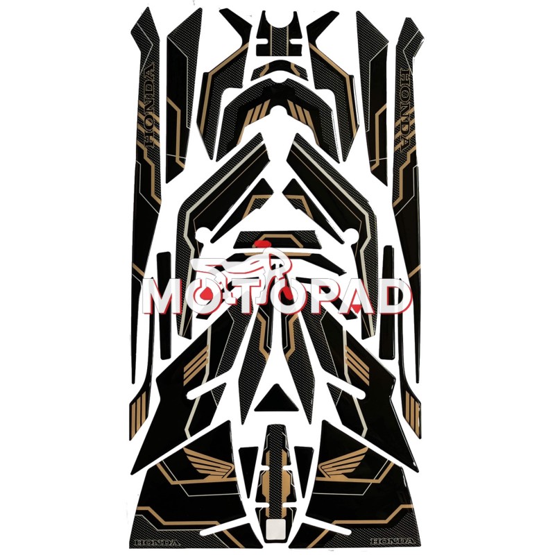 پد کامل بدنه ژله ای هوندا click 160 مدل مشکی طلایی کربن