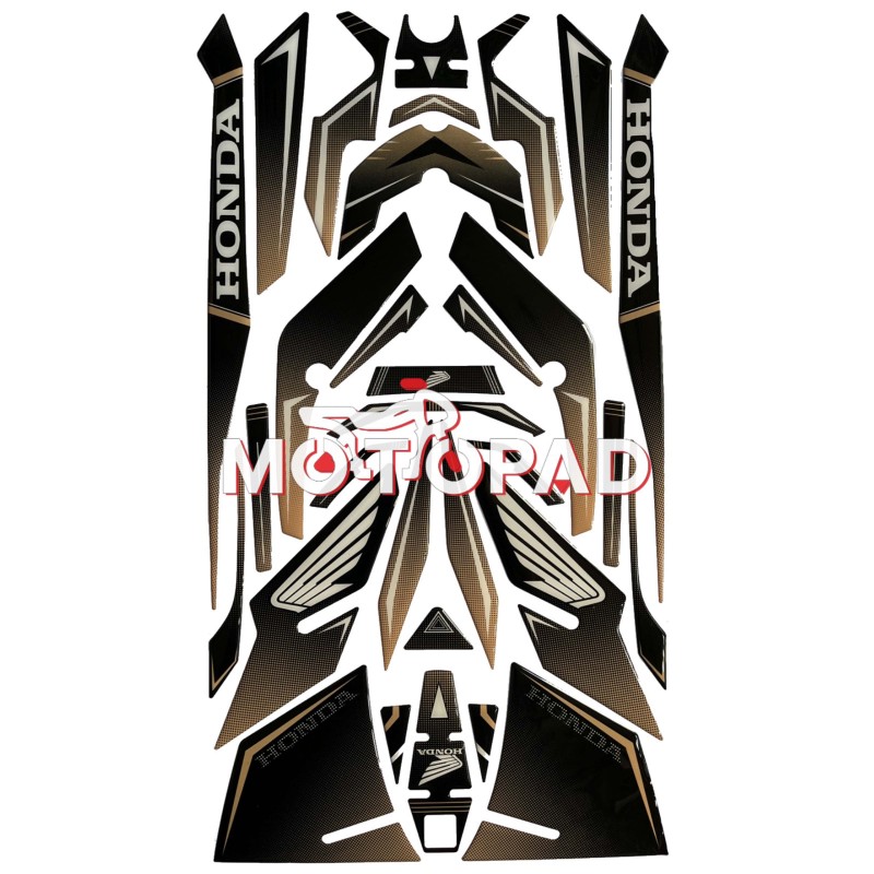 پد کامل بدنه ژله ای هوندا click 160 مدل مشکی سایه طلایی