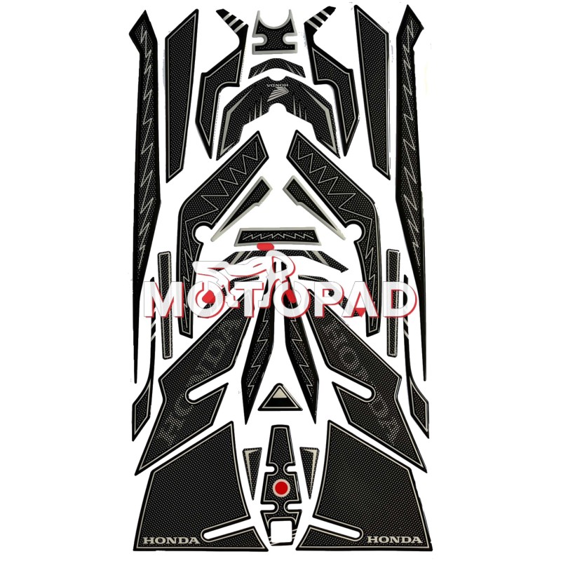 پد کامل بدنه ژله ای هوندا click 160 مدل کربن حاشیه سفید