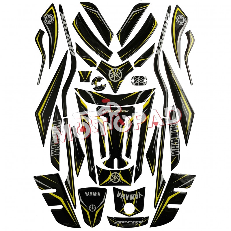 پد کامل بدنه ژله ای موتورسیکلت Aerox 155 مدل مشکی زرد