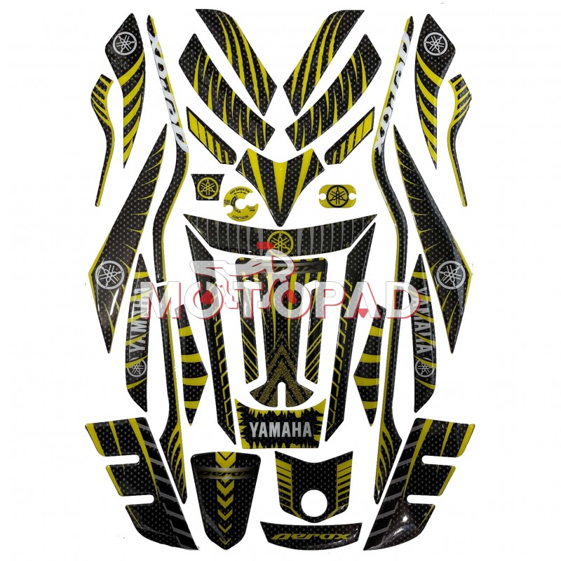 پد کامل بدنه ژله ای موتورسیکلت Aerox 155 مدل زرد