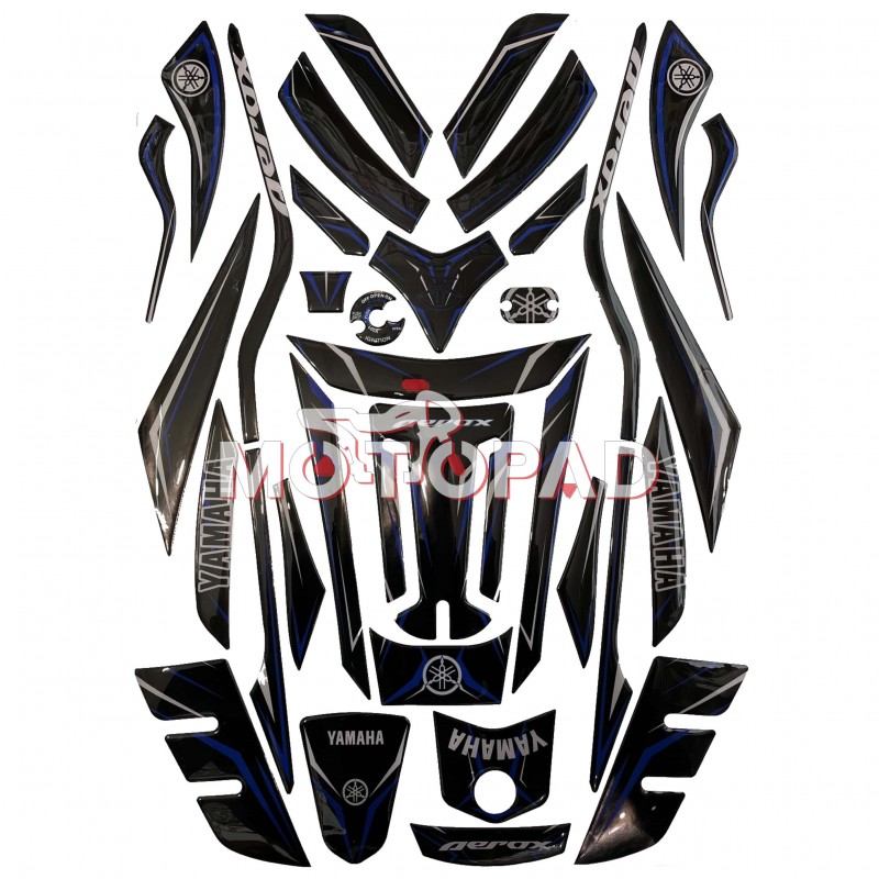 پد کامل بدنه ژله ای موتورسیکلت Aerox 155 مدل مشکی آبی