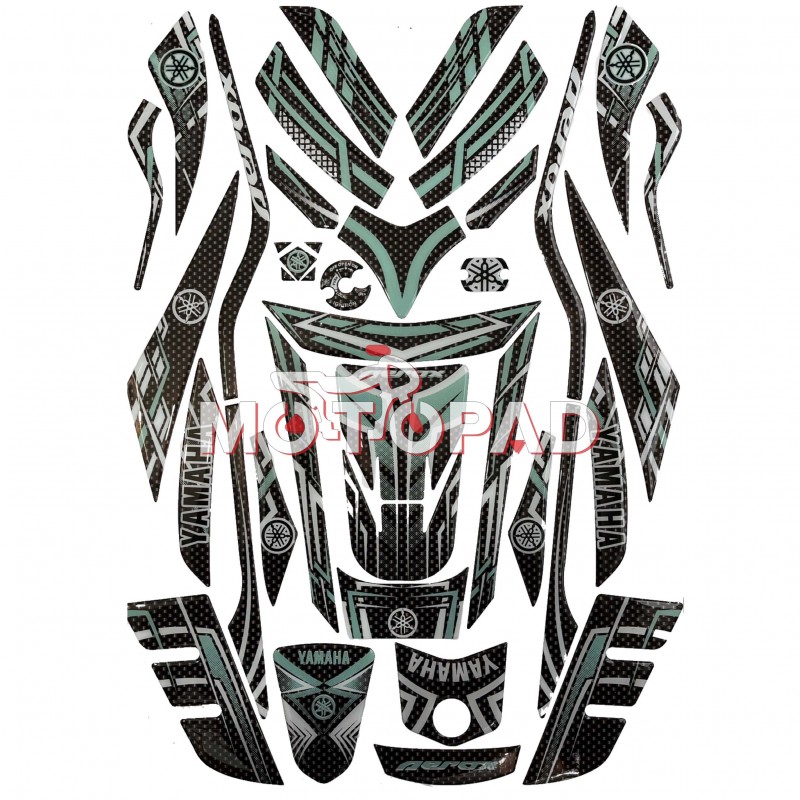 پد کامل بدنه ژله ای موتورسیکلت Aerox 155 مدل فیروزه ای کربن درشت