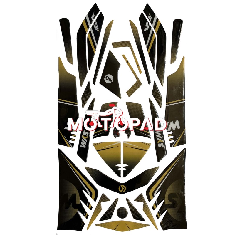 پد کامل بدنه ژله ای Sym Luky لاکی 185 مدل مشکی طلایی