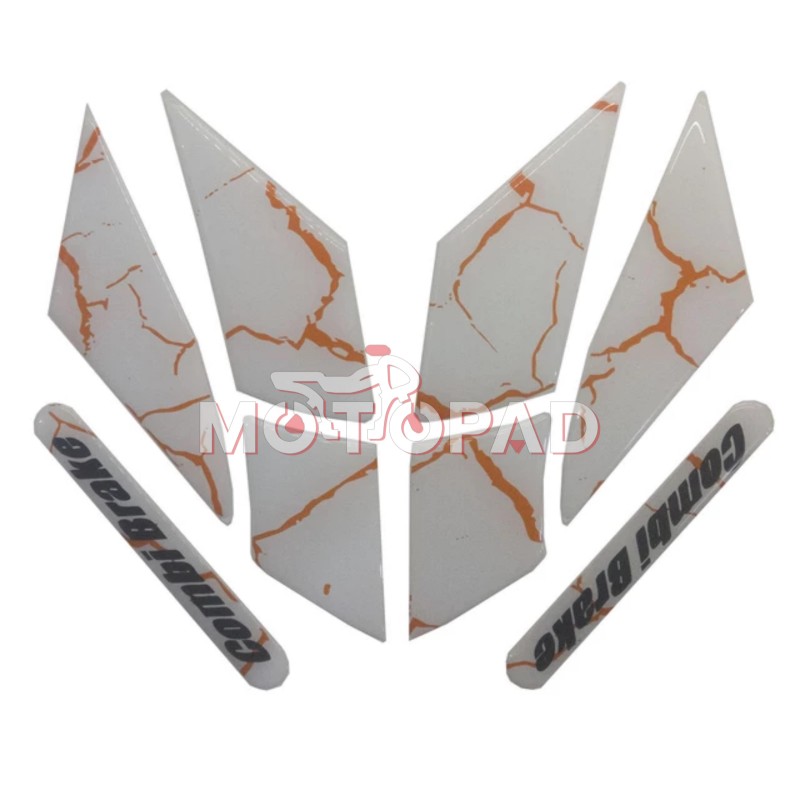 پد ژله ای گلگیر جلوی موتور سیکلت کلیک 150 مدل سفید رگه نارنجی