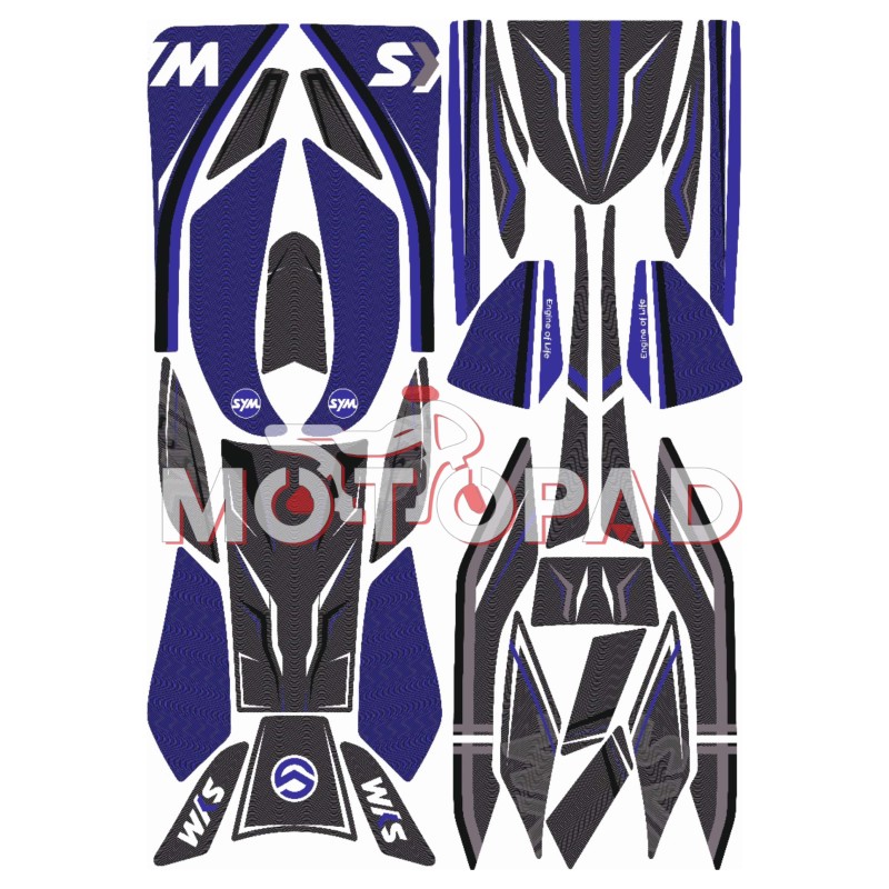 پد کامل بدنه ژله ای موتور سیکلت sym jt200 مدل آبی خطی