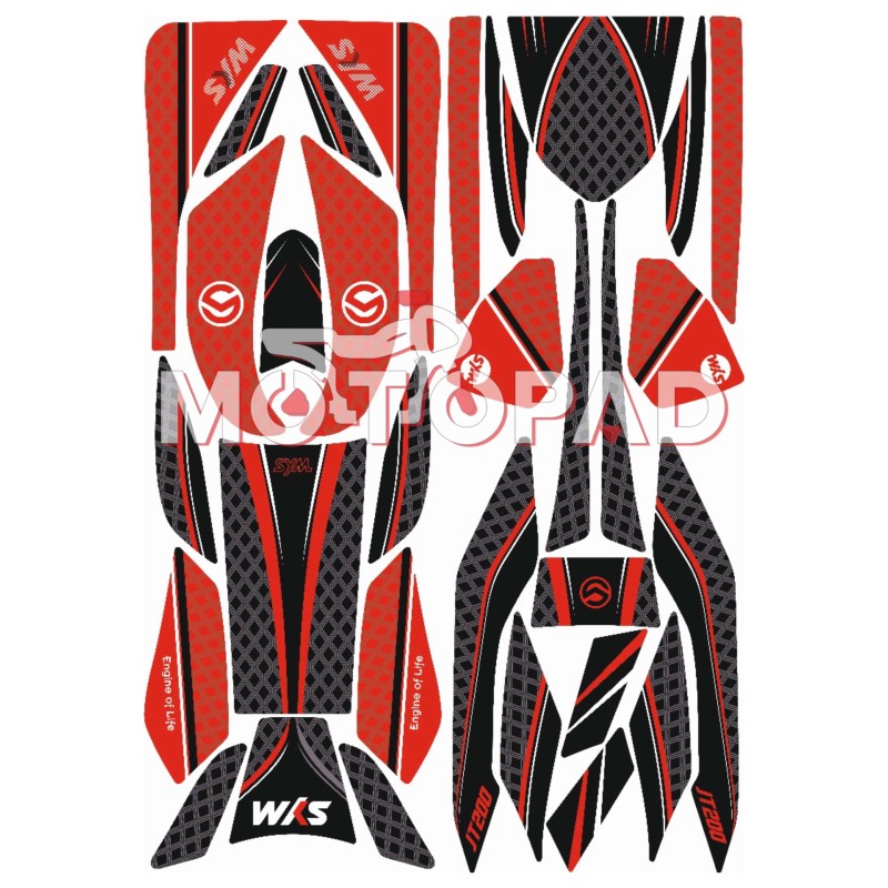 پد کامل بدنه ژله ای موتور سیکلت sym jt200 مدل قرمز لوزی