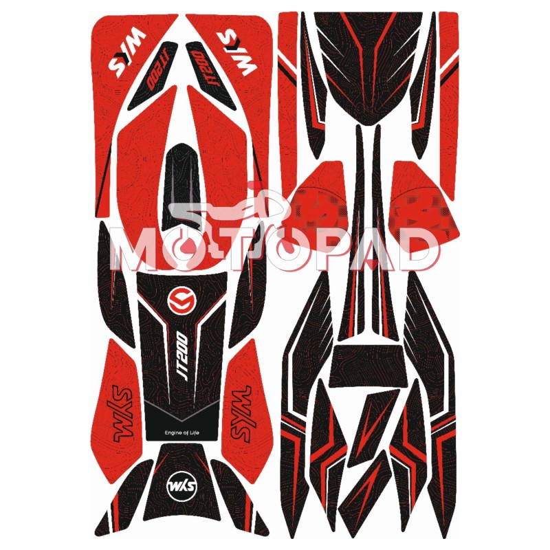 پد کامل بدنه ژله ای موتور سیکلت sym jt200 مدل قرمز