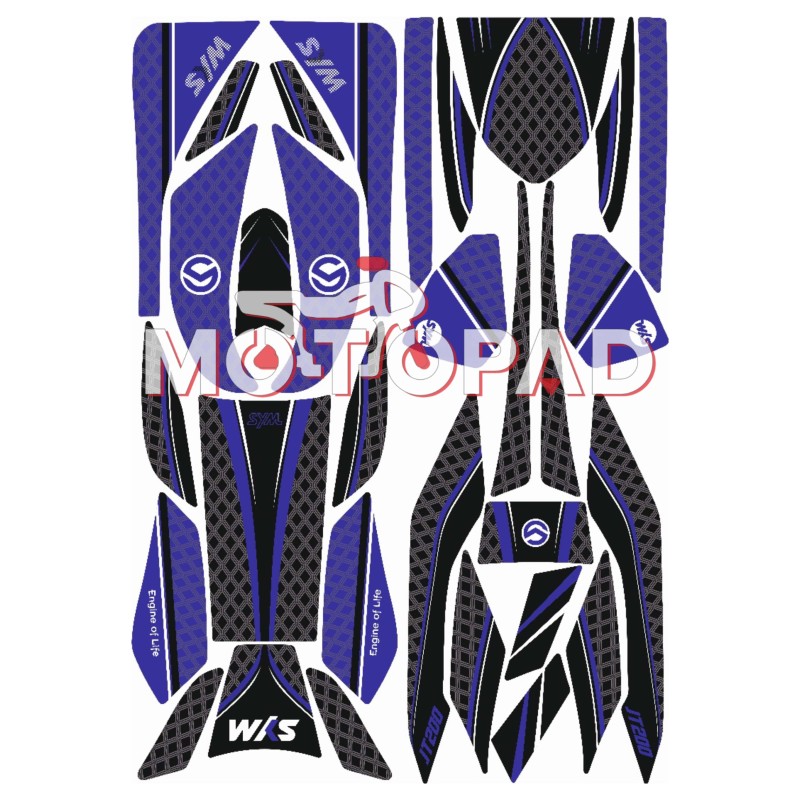 پد کامل بدنه ژله ای موتور سیکلت sym jt200 مدل آبی لوزی