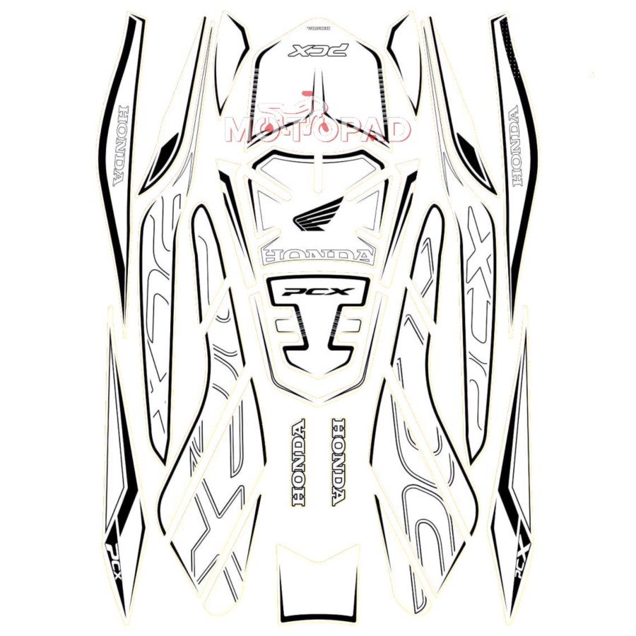 پد کامل بدنه موتور سیکلت honda pcx 160 مدل سفید