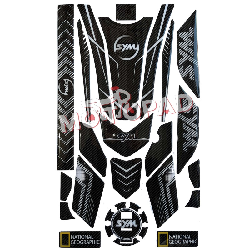 پد کامل بدنه ژله ای اس وای ام SYM  مدل NH طرح کربن سفید