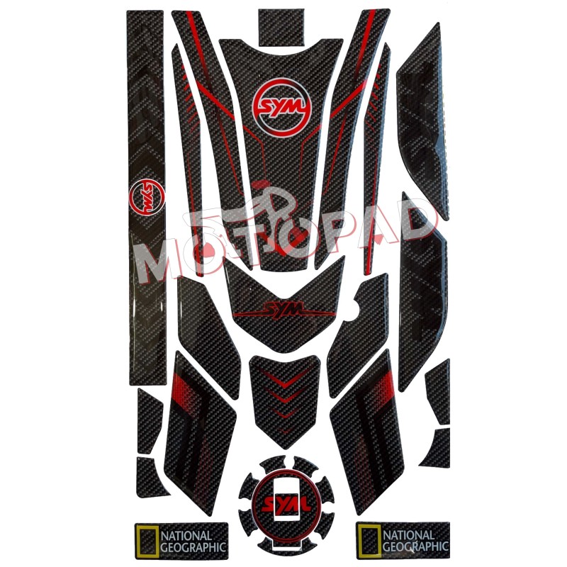 پد کامل بدنه ژله ای اس وای ام SYM  مدل NH طرح کربن قرمز