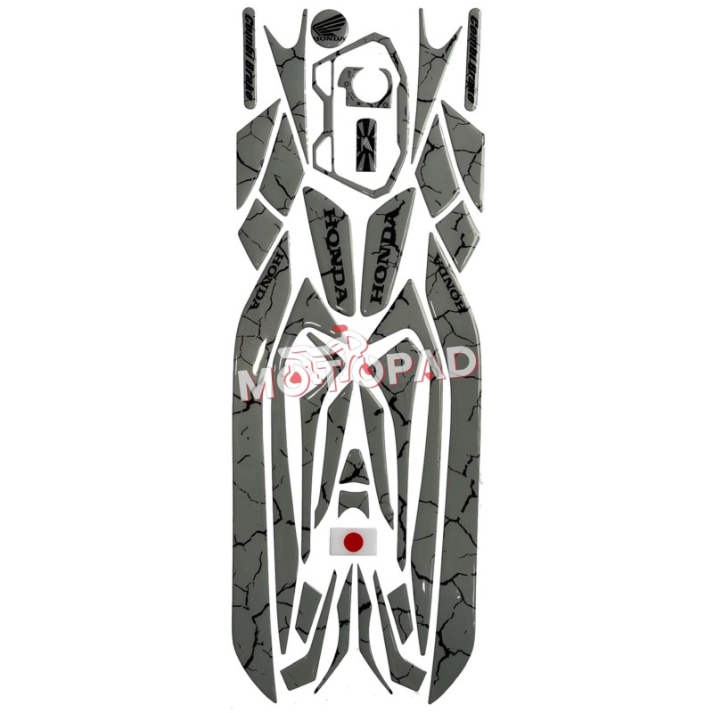 پد کامل بدنه ژله ای موتورسیکلت کلیک 150 Click مدل طوسی رگه مشکی