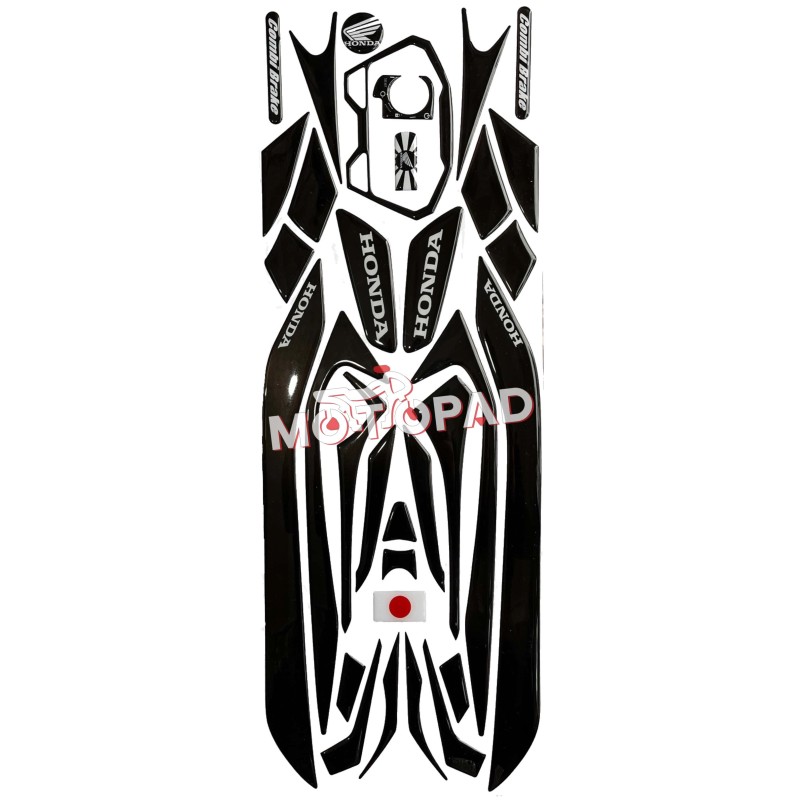 پد کامل بدنه ژله ای موتورسیکلت کلیک 150 Click مدل مشکی پیانویی