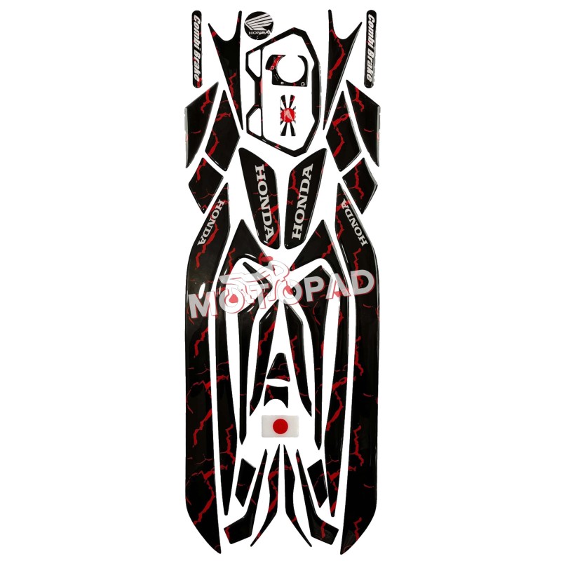 پد کامل بدنه ژله ای موتورسیکلت کلیک 150 Click مدل مشکی رگه قرمز