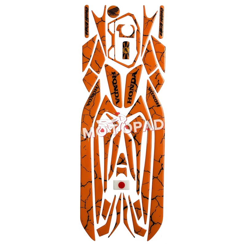 پد کامل بدنه ژله ای موتورسیکلت کلیک 150 Click مدل نارنجی رگه مشکی