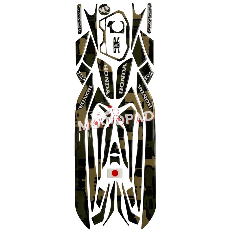 پد کامل بدنه ژله ای موتورسیکلت کلیک 150 Click مدل چریکی