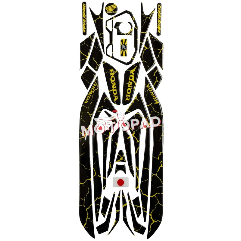 پد کامل بدنه ژله ای موتورسیکلت کلیک 150 Click مدل مشکی رگه زرد