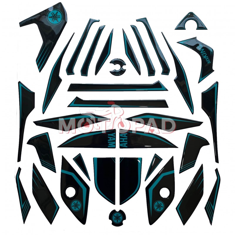 پد کامل بدنه ژله ای موتورسیکلت MX King مدل مشکی - فیروزه ای