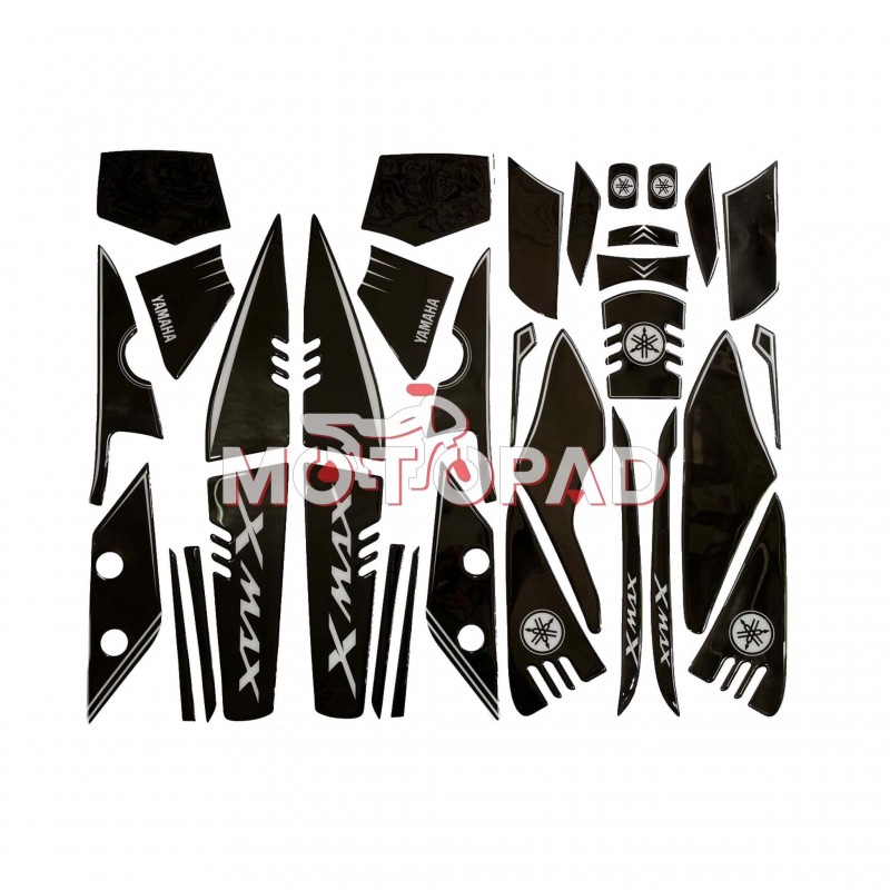 پد کامل بدنه ژله ای موتورسیکلت یاماها XMAX تاق قدیم مدل مشکی پیانویی