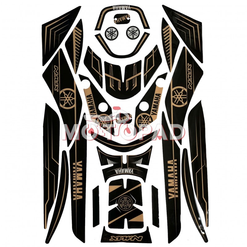 پد کامل بدنه ژله ای موتورسیکلت یاماها NMAX مدل مشکی طلایی