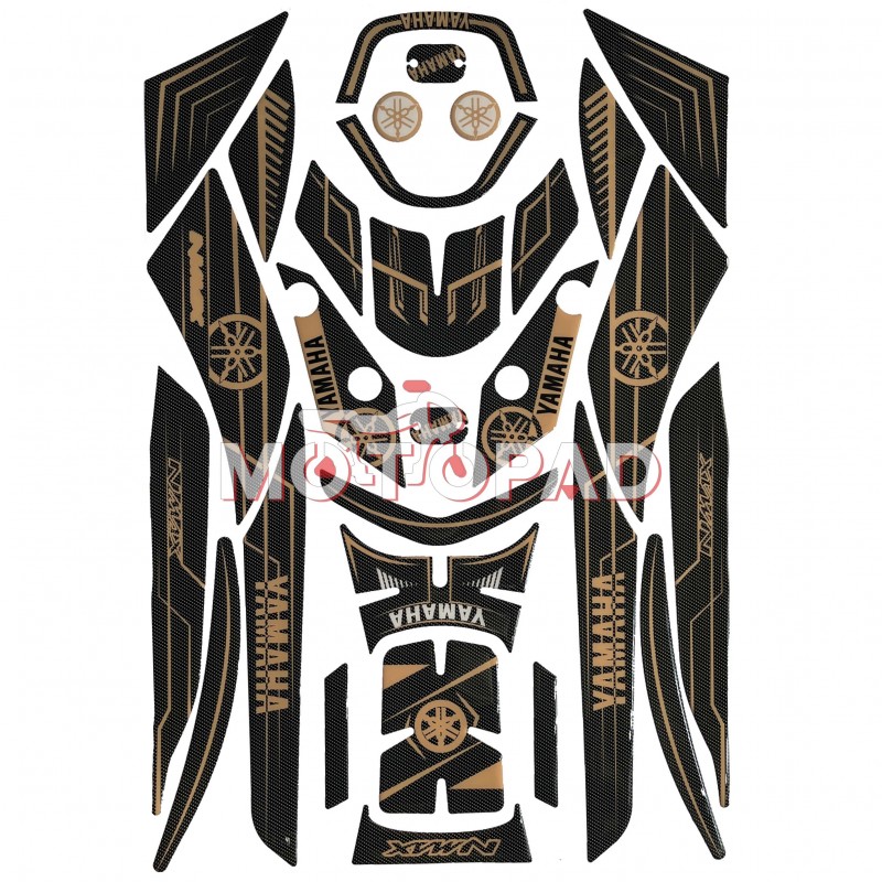 پد کامل بدنه ژله ای موتورسیکلت یاماها NMAX مدل کربن طلایی