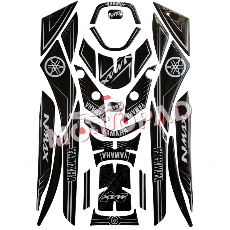 پد کامل بدنه ژله ای موتورسیکلت یاماها NMAX مدل مشکی سفید