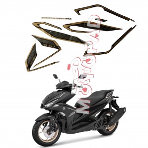 برچسب کامل بدنه موتورسیکلت یاماها Aerox اتاق قدیم مدل مشکی شال طلا